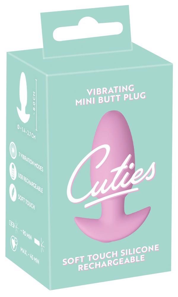 Korek analny wibrujący Cuties silikonowy różowy USB 8 cm