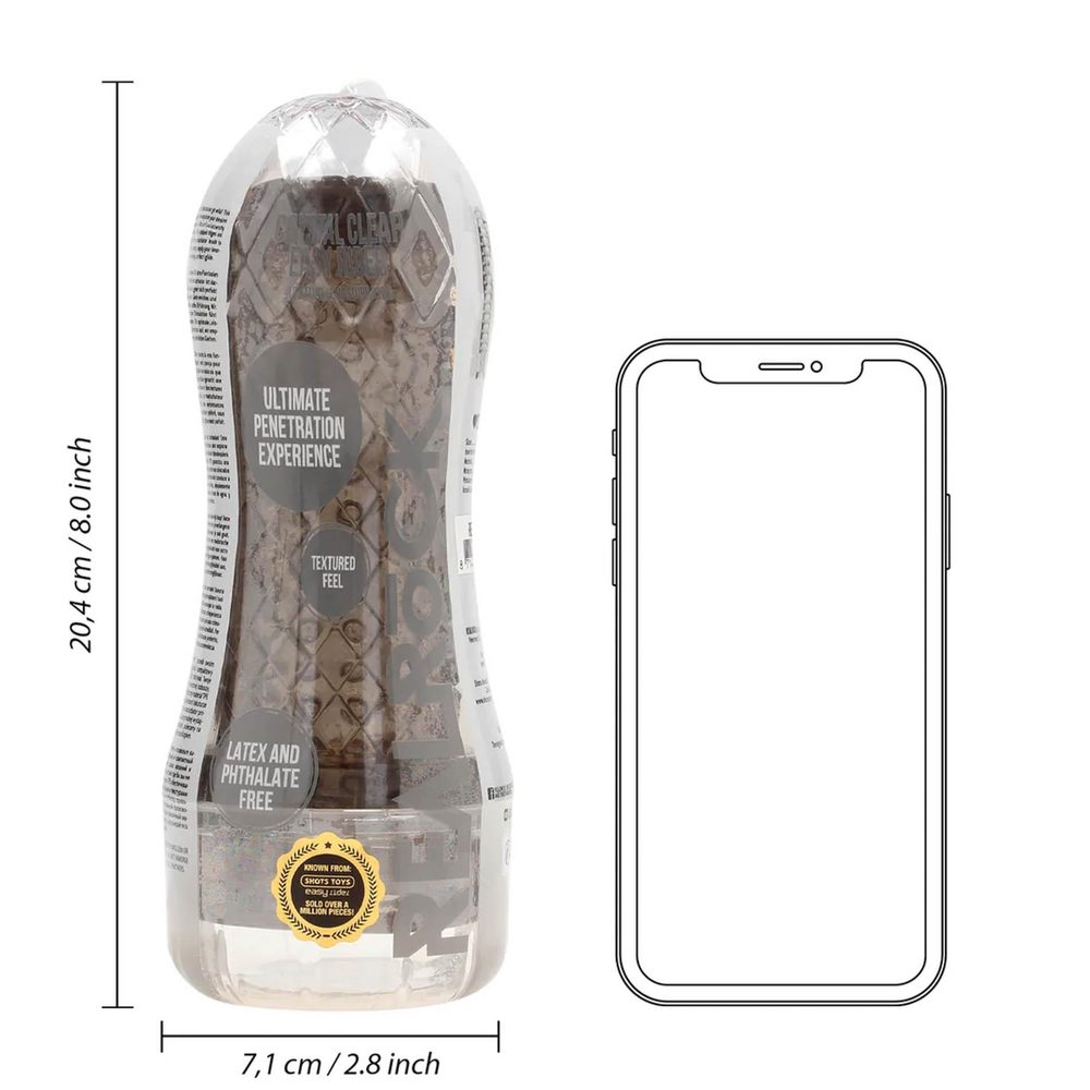Masturbator teksturowany RealRock TPE czarny 21 cm