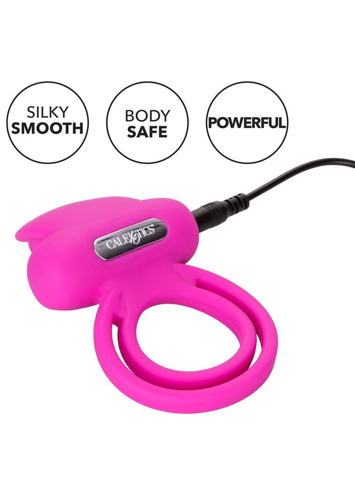 Pierścień wibrujący silikonowy Calexotics Dual Clit Flicker różowy