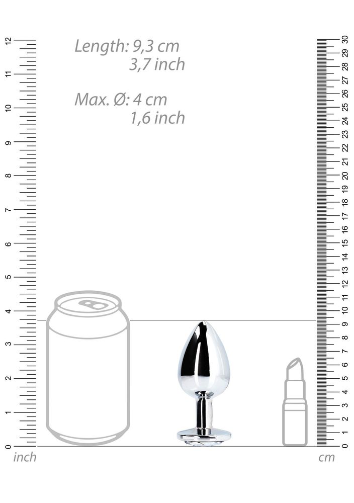 Duży aluminiowy korek analny z klejnotem Ouch! 8 cm