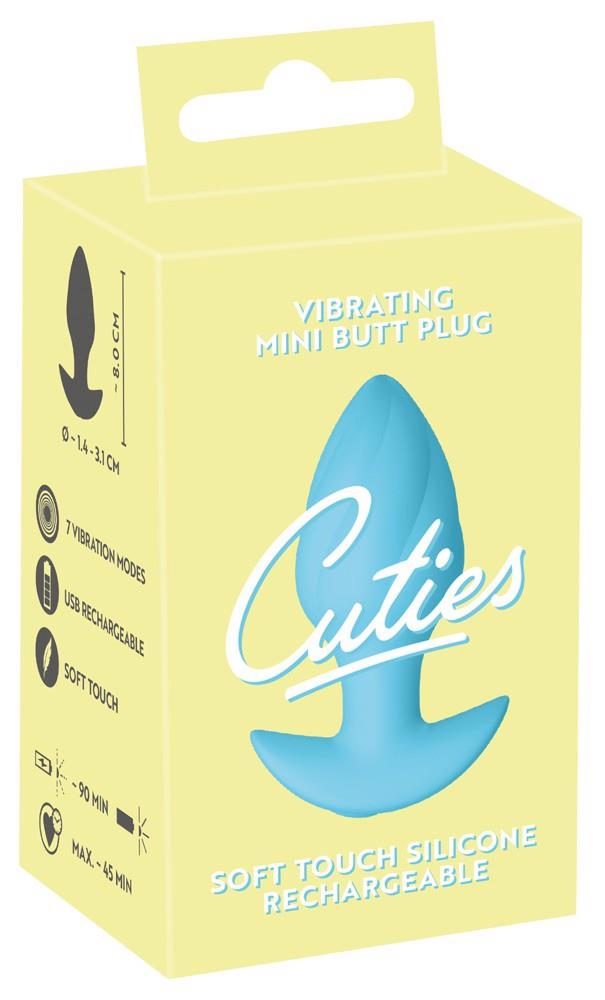 Korek analny wibrujący Cuties niebieski 7 trybów USB