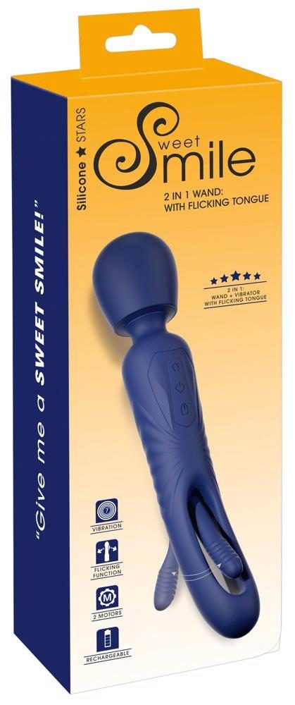 Masażer wand Sweet Smile 2in1 z językiem USB 24 cm