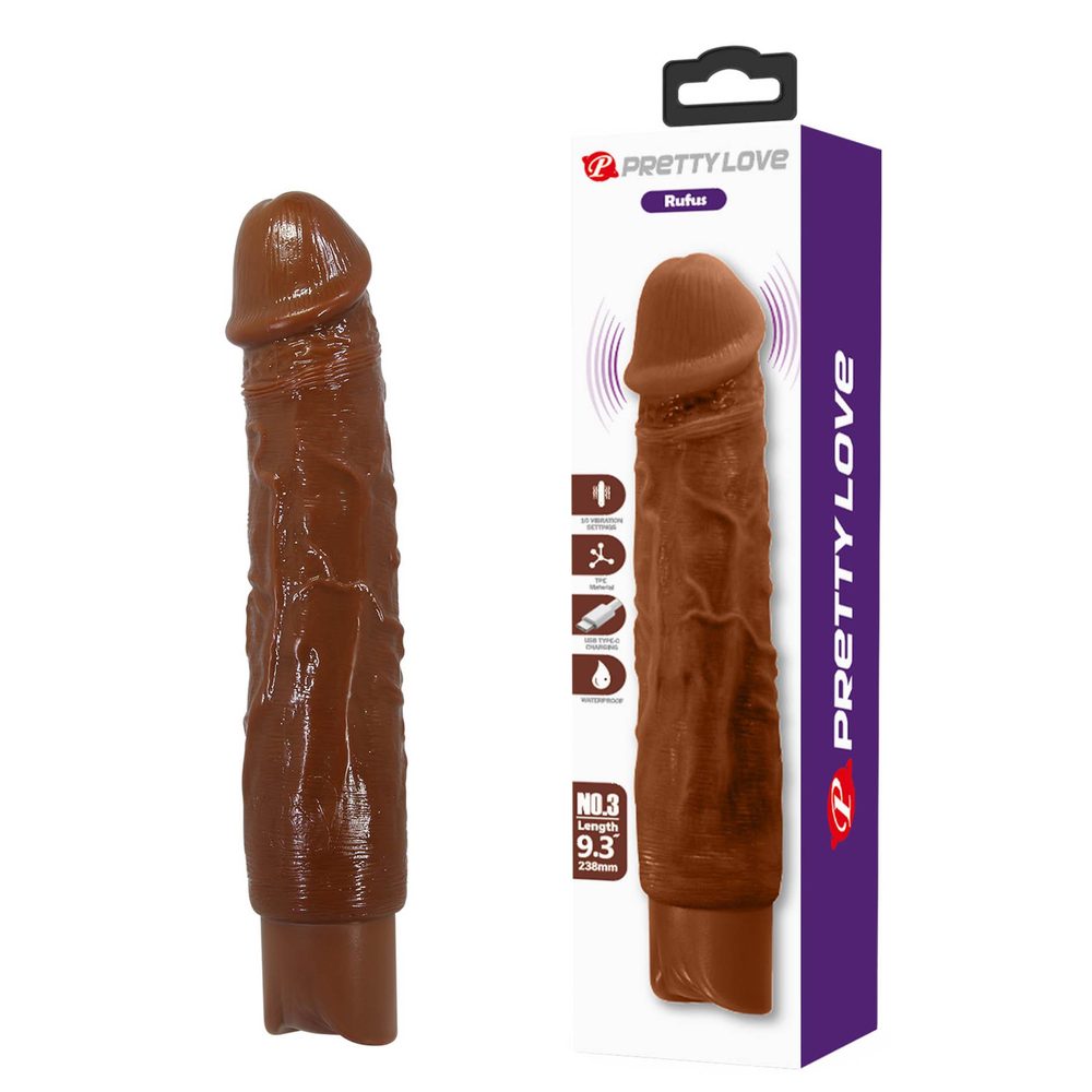 Realistyczny wibrator dildo Pretty Love Rufus brązowy USB