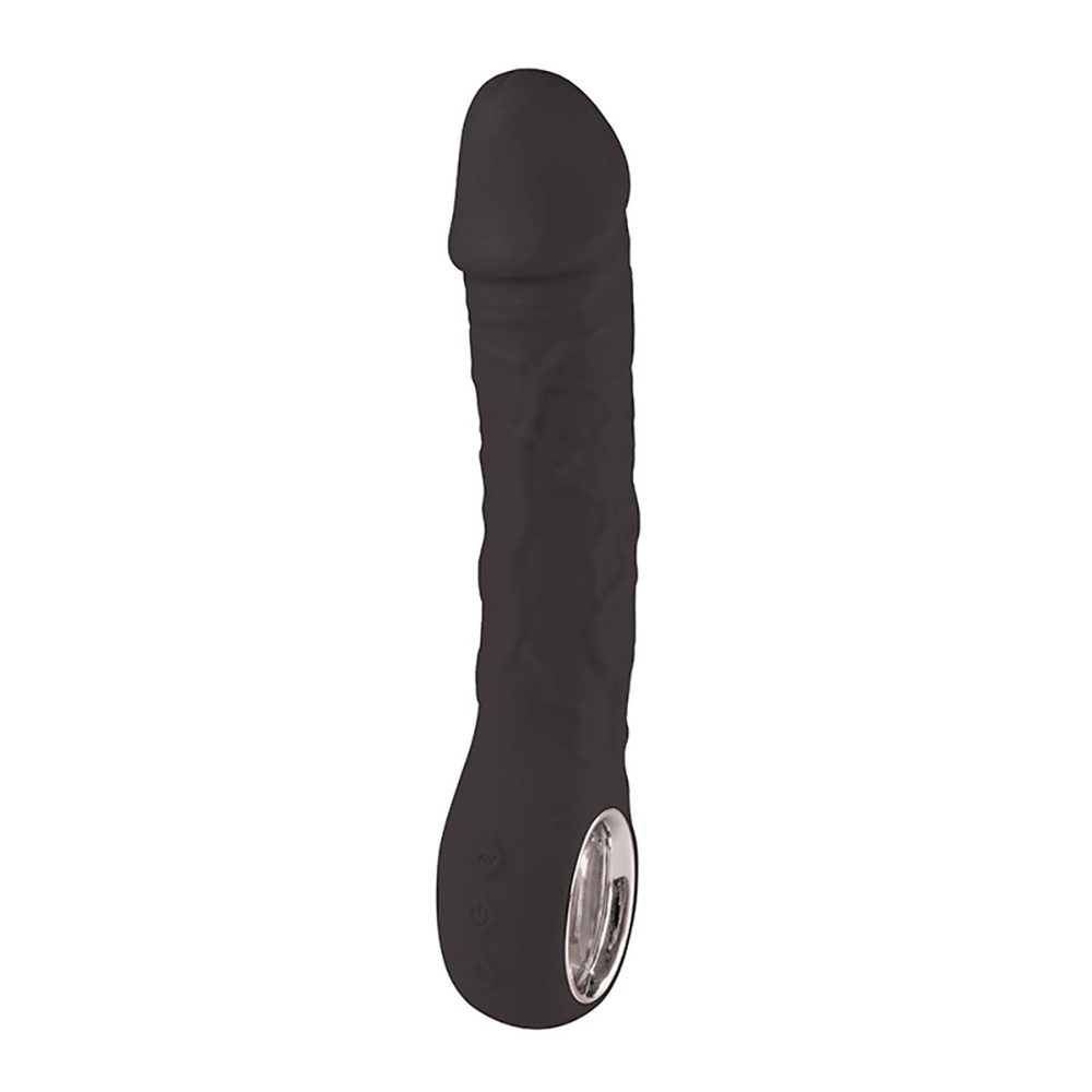 Wibrator realistyczny Fantasy czarny silikonowy 22 cm USB z grzaniem
