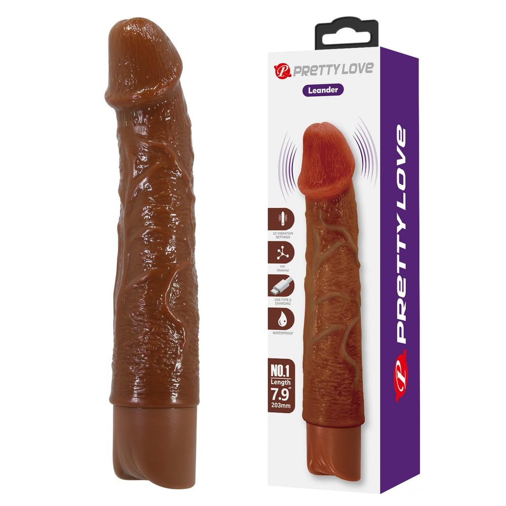 Realistyczny wibrator dildo Pretty Love Osric brązowy USB