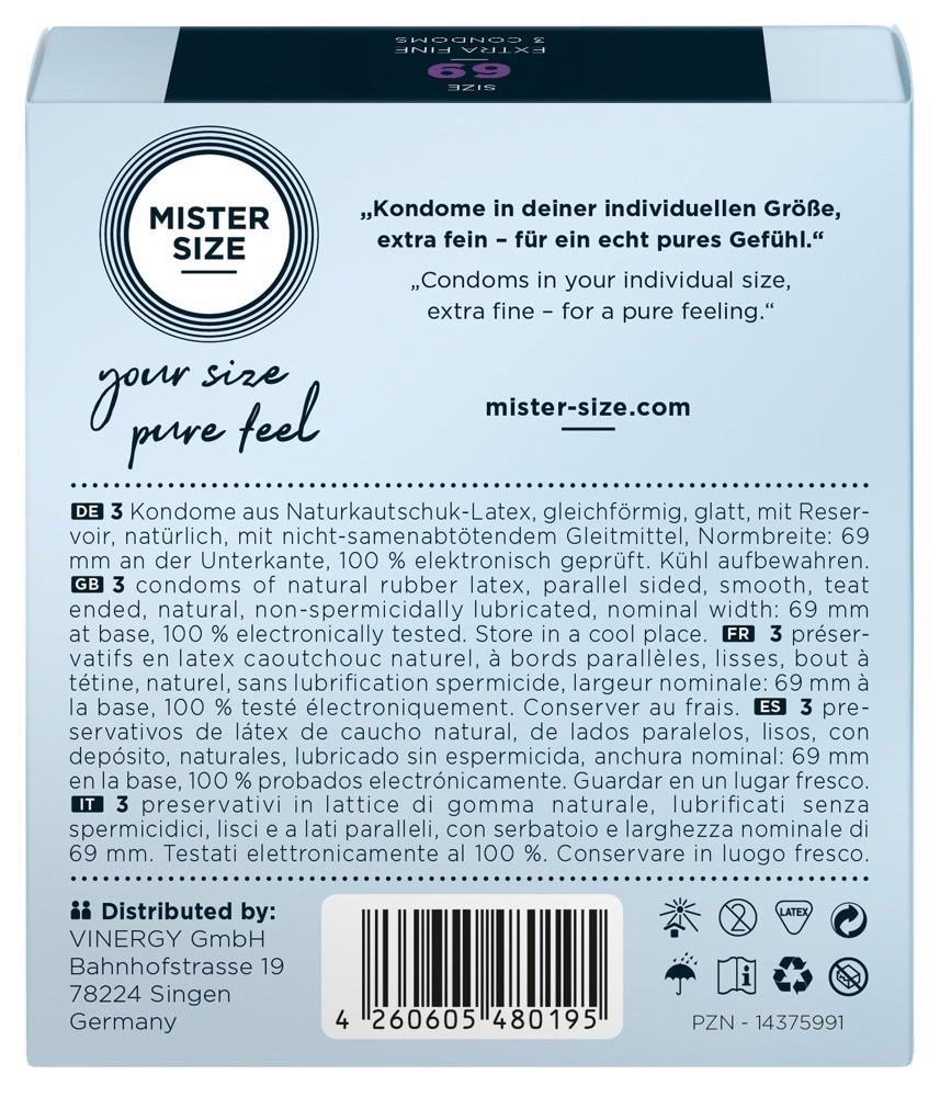 Prezerwatywy ultracienkie Mister Size 69 mm wegańskie 3 sztuki