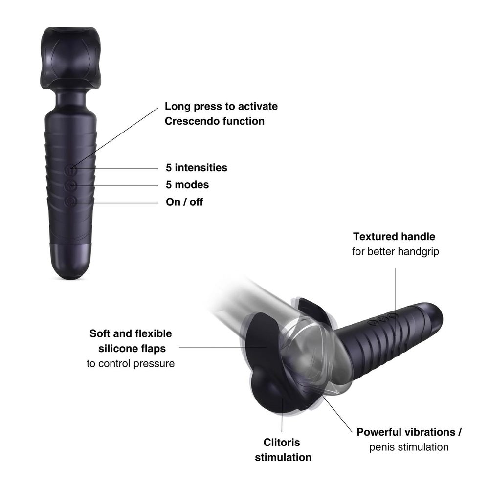 Masturbator wibrujący Man.wand EVO czarny 20 cm