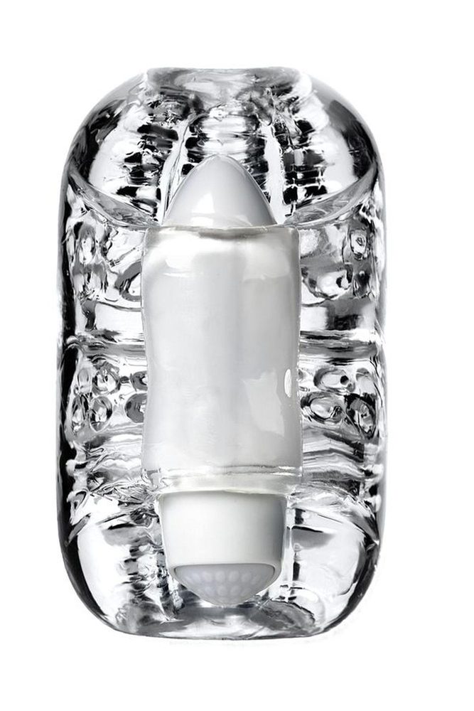 Wibrujący masturbator Lingam Khani transparentny 9 cm