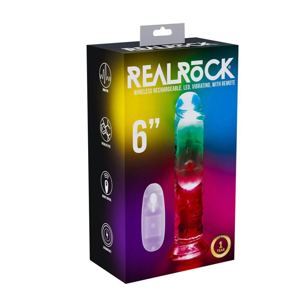 Wibrator LED RealRock przezroczysty TPE 16,5 cm
