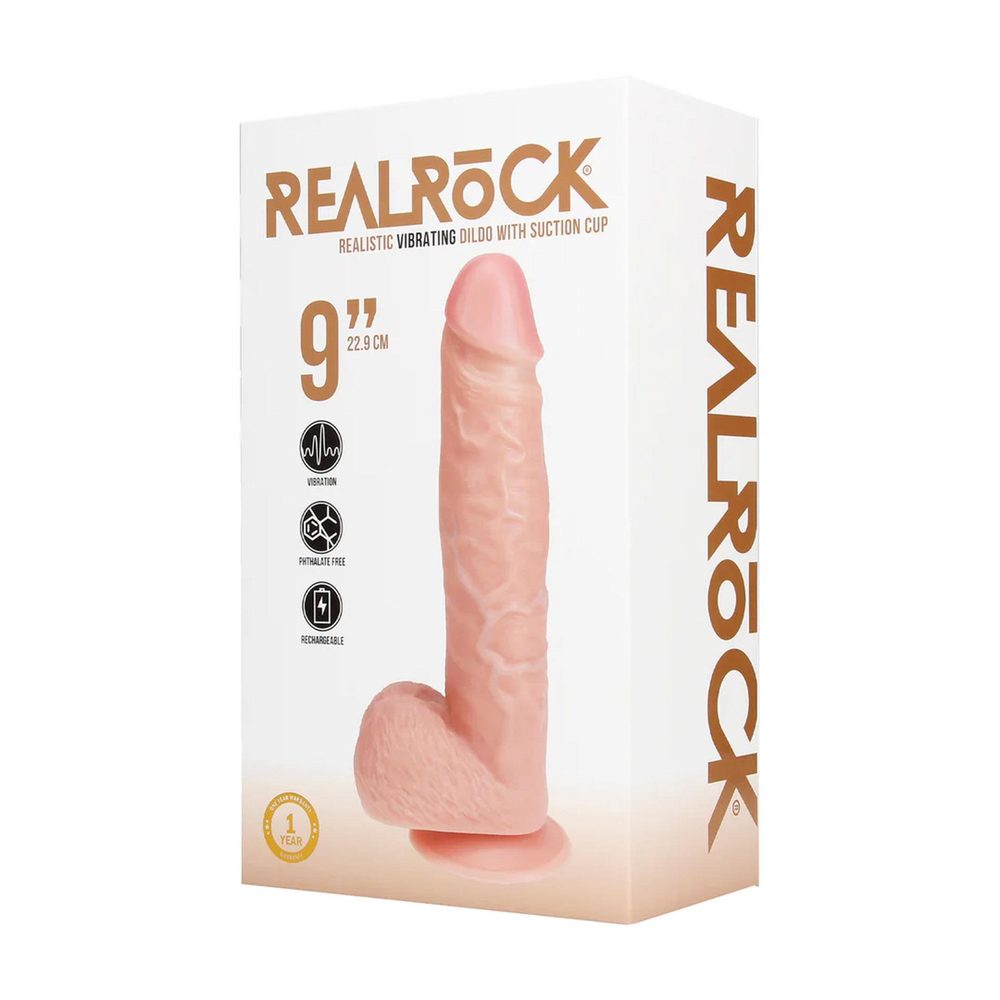 Wibrator realistyczny RealRock z jajami cielisty 25 cm