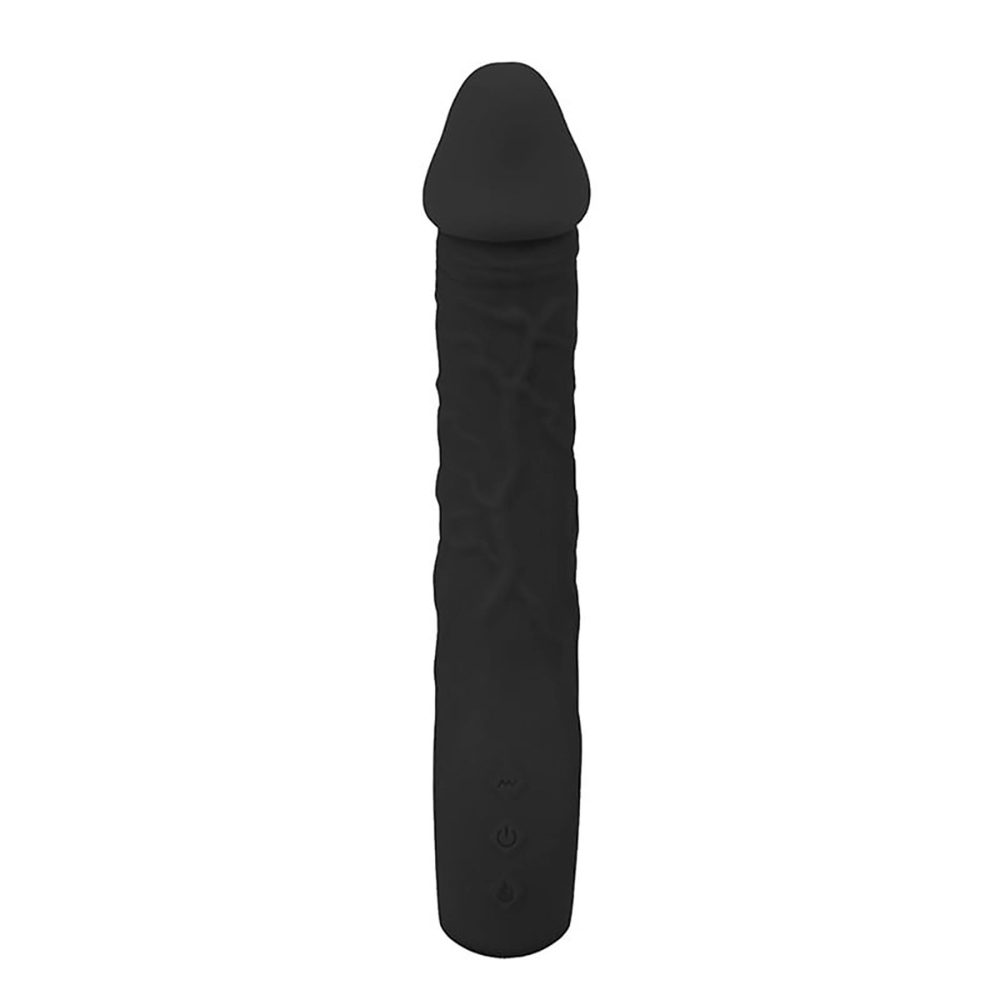 Wibrator realistyczny Fantasy czarny silikonowy 22 cm USB z grzaniem