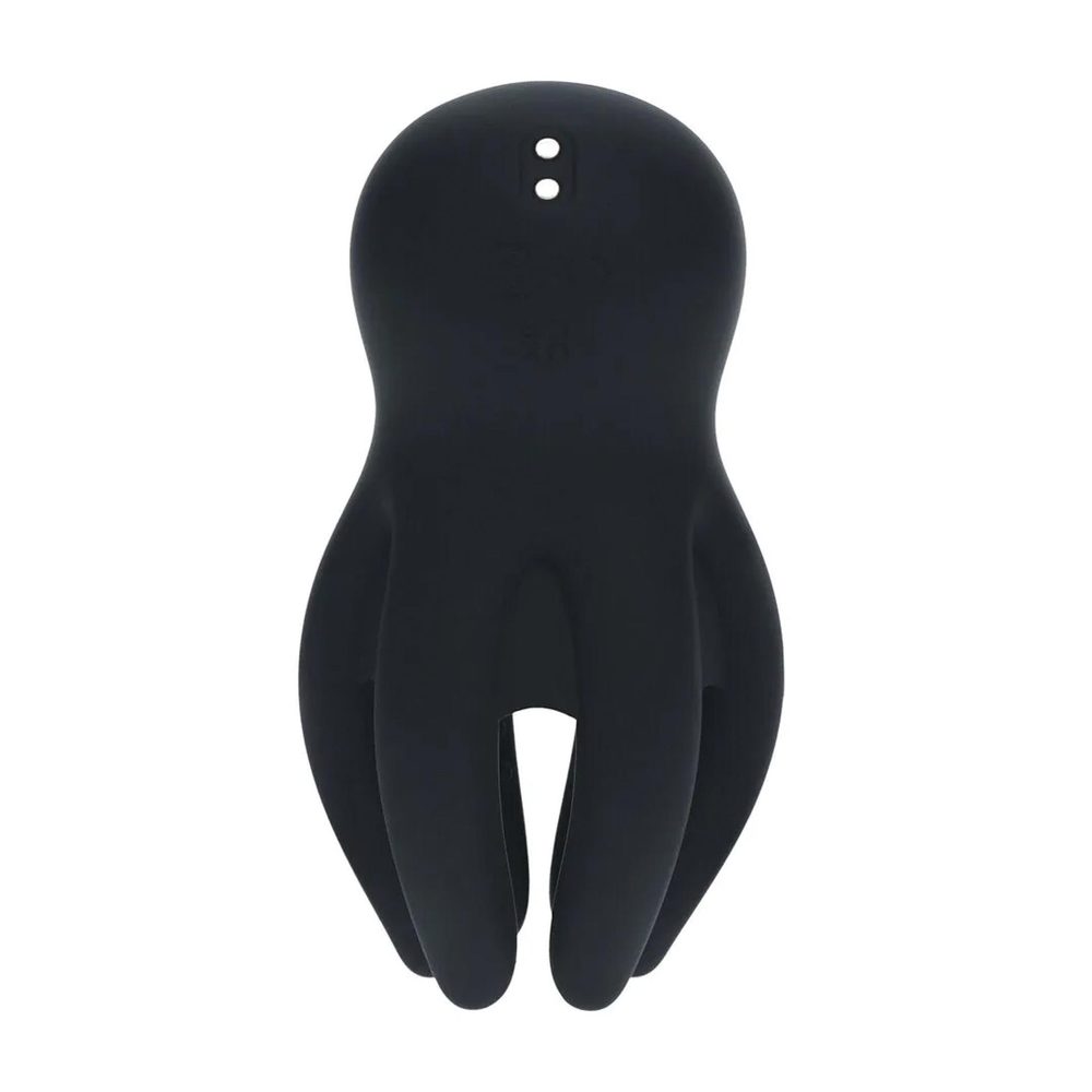 Digital Vibrating Silicone Penis Head Stimulator with Tentacles - Black