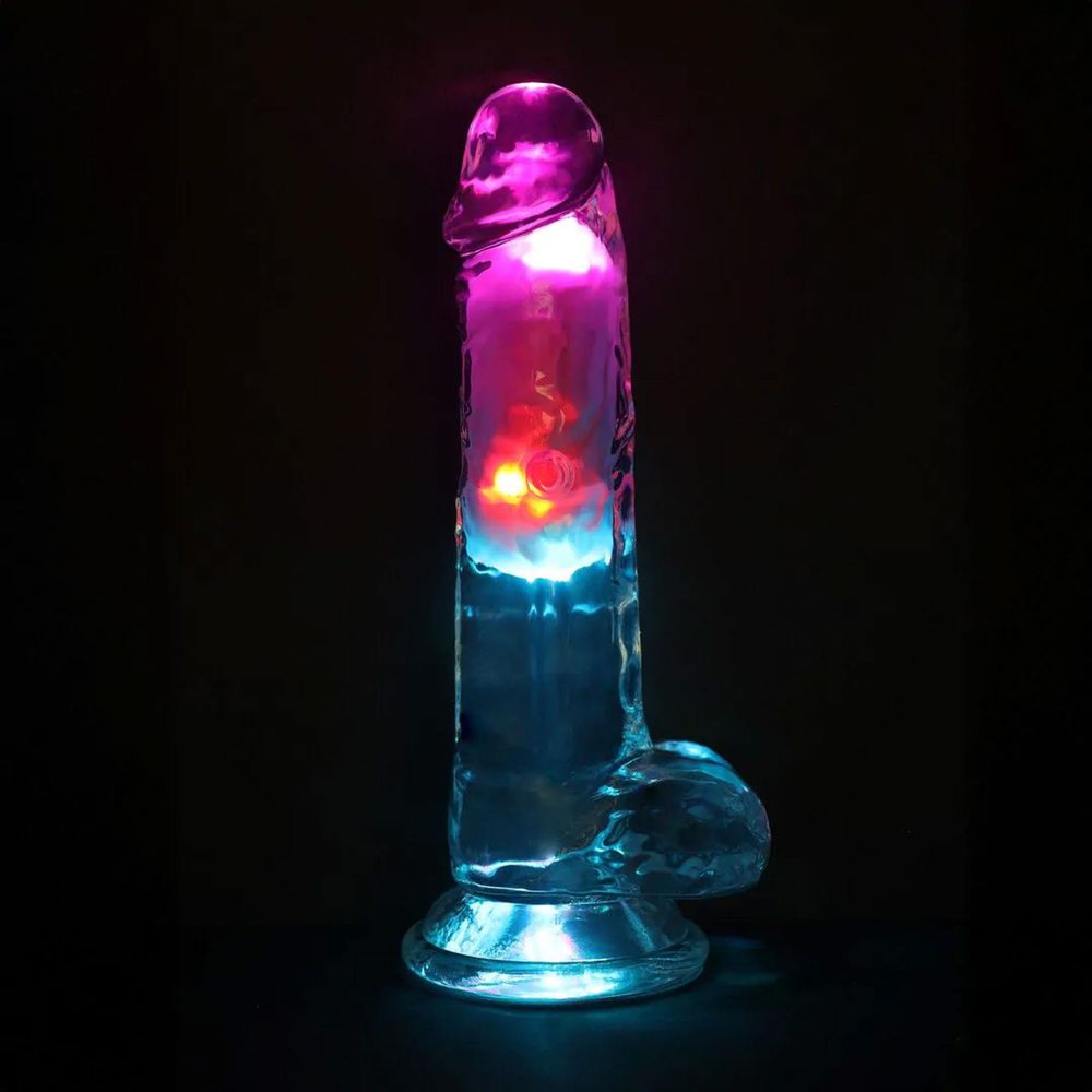 Wibrator realistyczny RealRock LED przezroczysty 19.5 cm