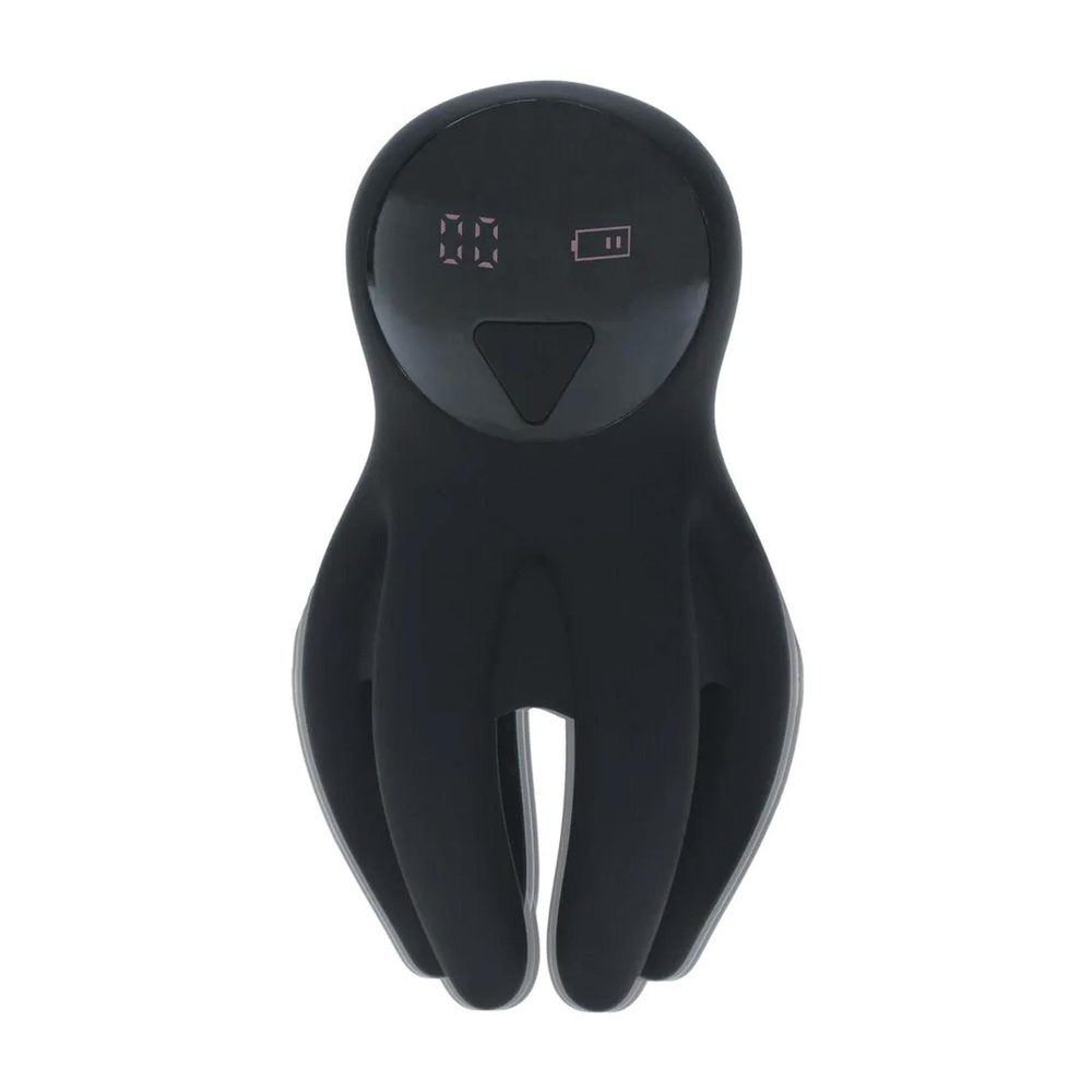 Digital Vibrating Silicone Penis Head Stimulator with Tentacles - Black