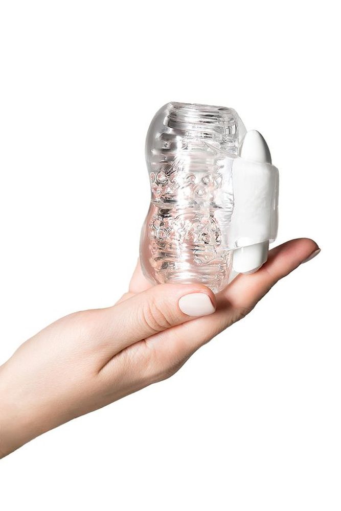Wibrujący masturbator Lingam Khani transparentny 9 cm