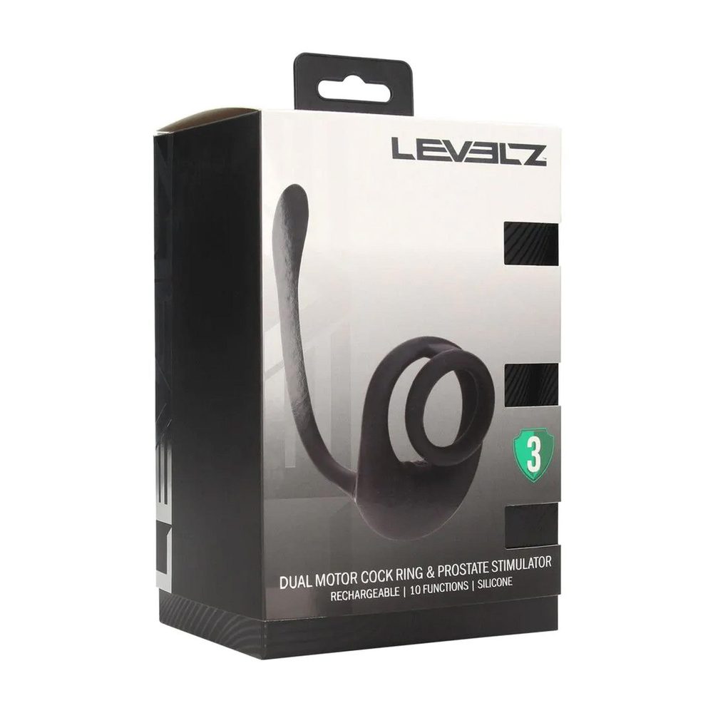 Dual Motor Silicone Cockring with Prostate Stimulator - Black