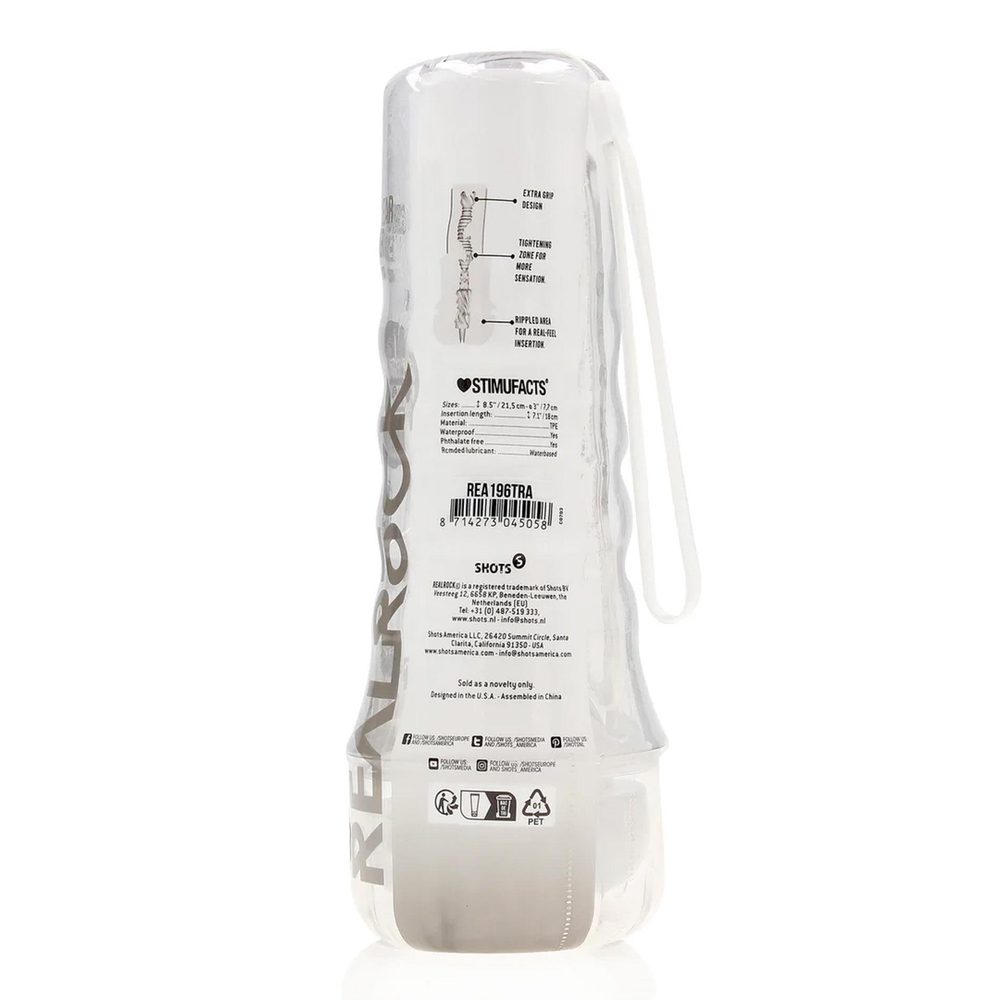 Masturbator RealRock Easy Rider przezroczysty TPE 21,5 cm