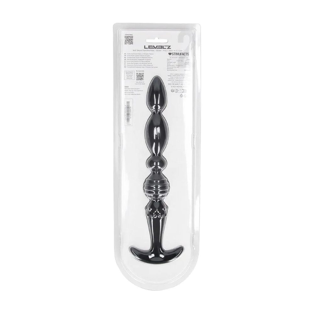 Sonda analna wieloteksturowa Levelz silikonowa czarna 26cm