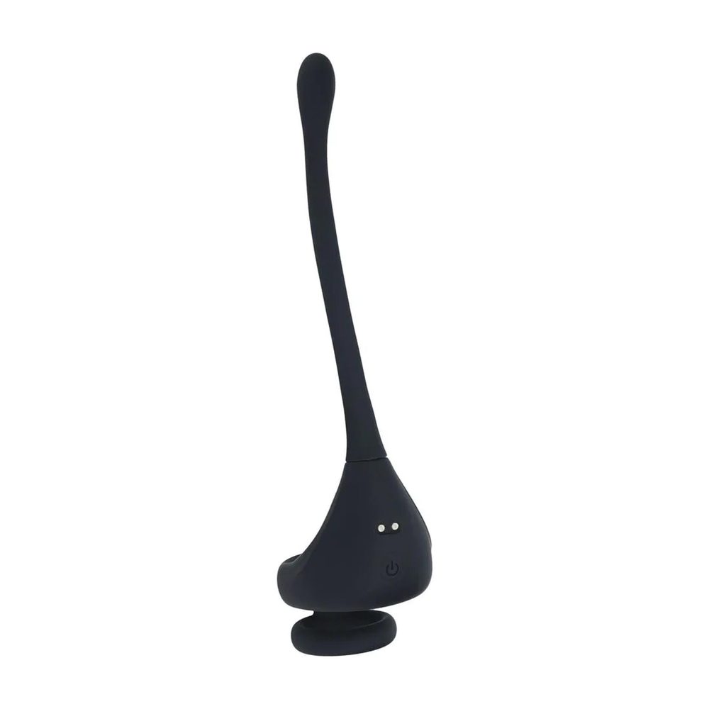 Dual Motor Silicone Cockring with Prostate Stimulator - Black
