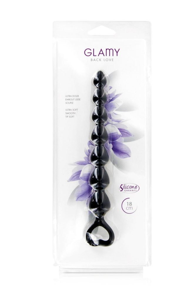 Pręt analny siedmiopoziomowy silikonowy Glamy czarny mały 18 cm