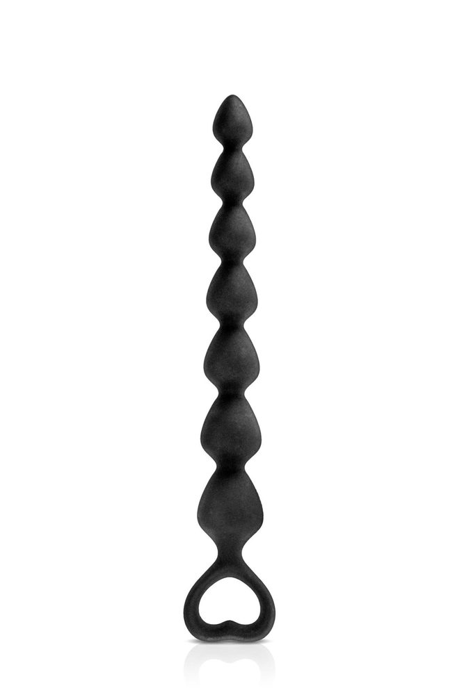 Pręt analny siedmiopoziomowy silikonowy Glamy czarny mały 18 cm