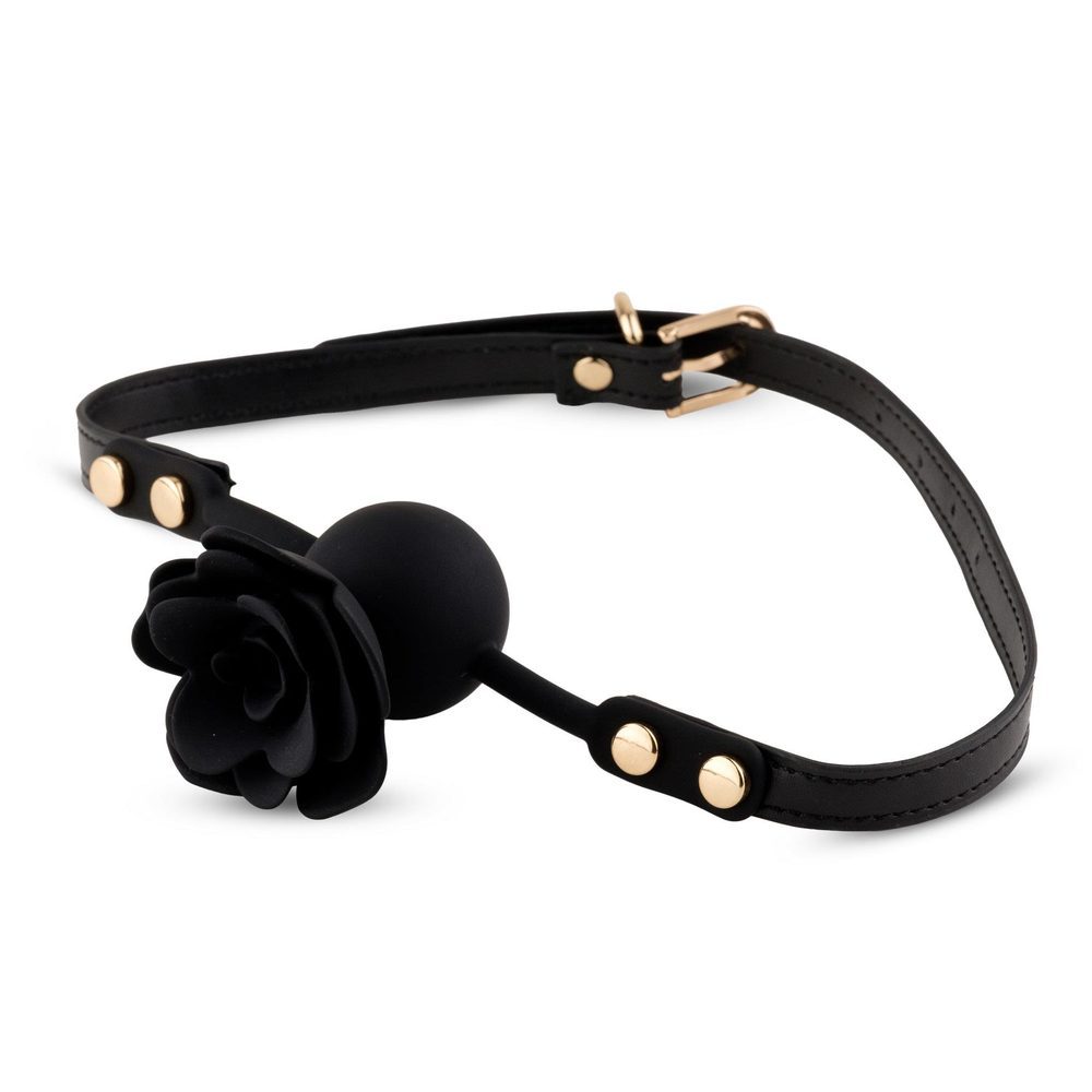 Knebel silikonowy Black Rose z różą i kanałem 4,2 cm