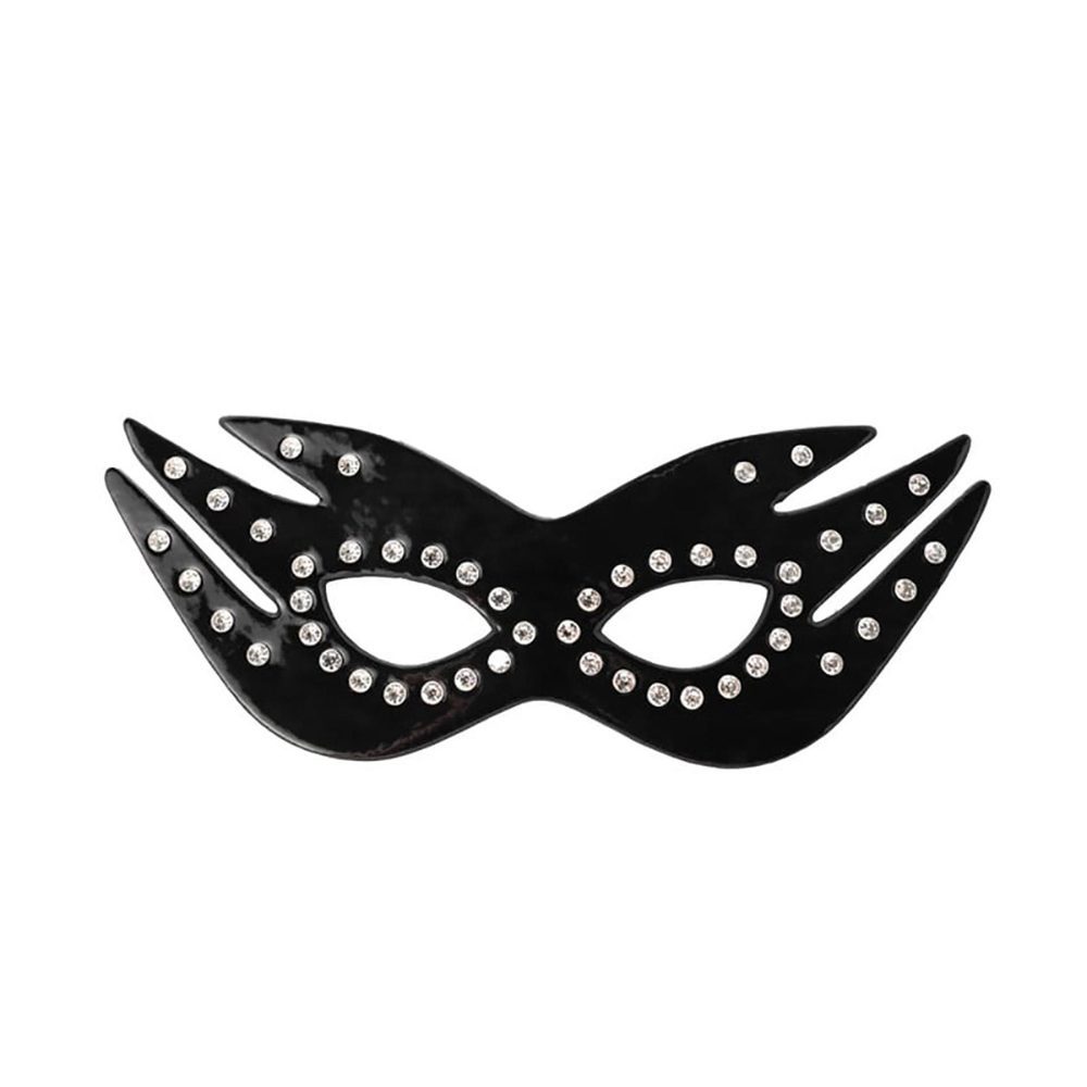 Maska fetyszowa Fantasy PU z kryształkami elastyczna