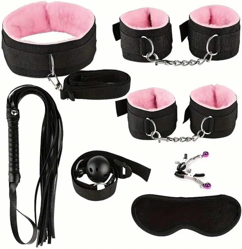Zestaw kajdanek BDSM Fetish B Series z różowym futerkiem