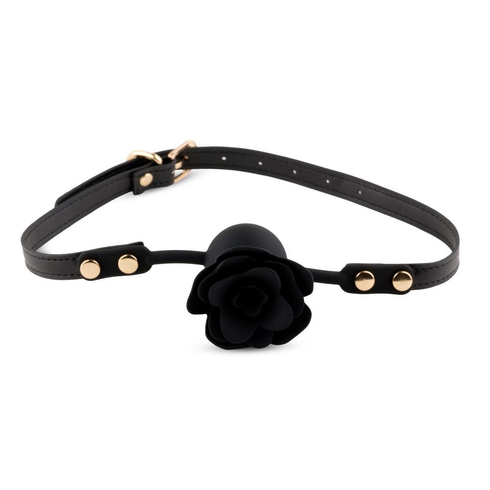 Knebel silikonowy Black Rose z różą i kanałem 4,2 cm