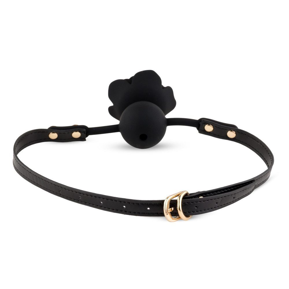 Knebel silikonowy Black Rose z różą i kanałem 4,2 cm