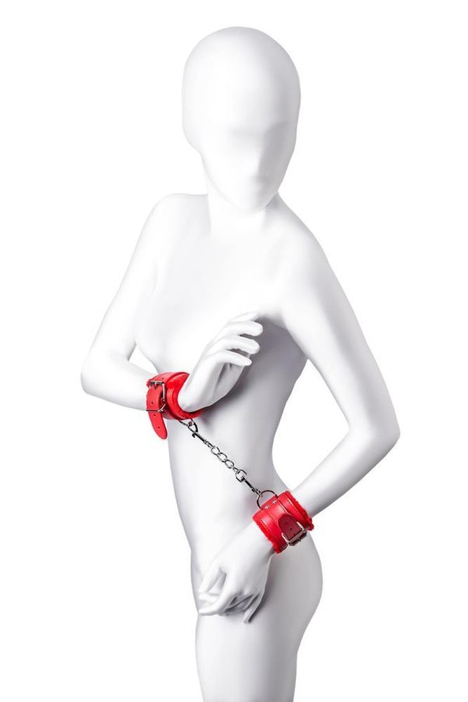 Kajdanki skórzane Anonymo czerwone 27 cm