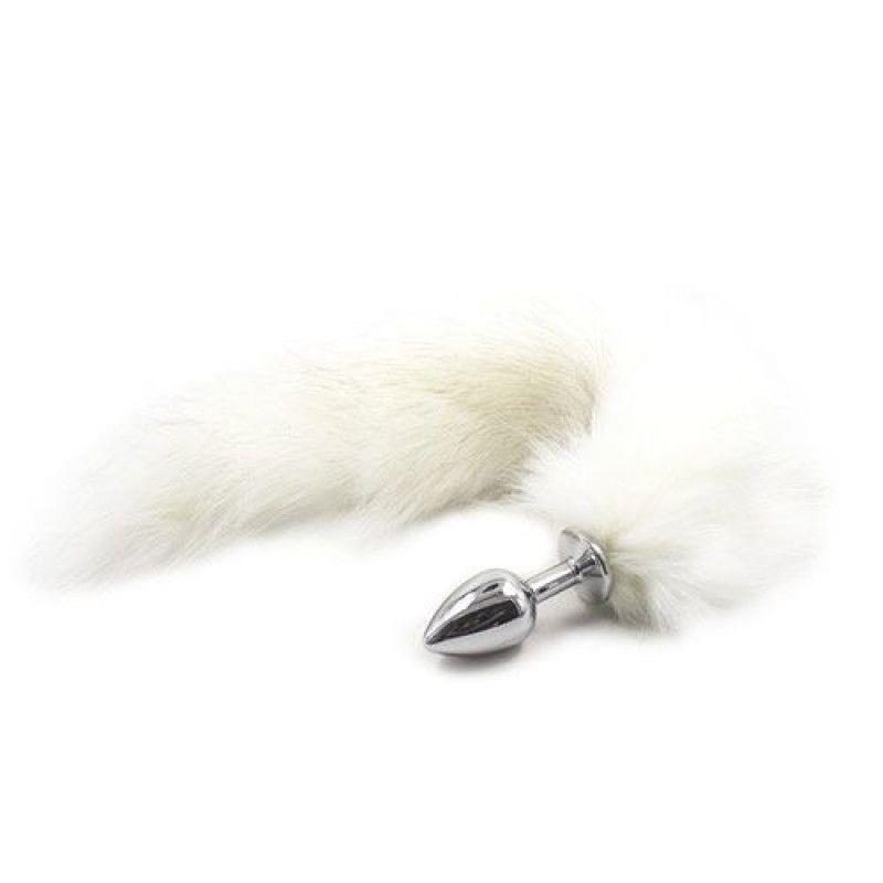 Korek analny z lisim ogonem Toyz4lovers Long Fox Tail biały 7 cm