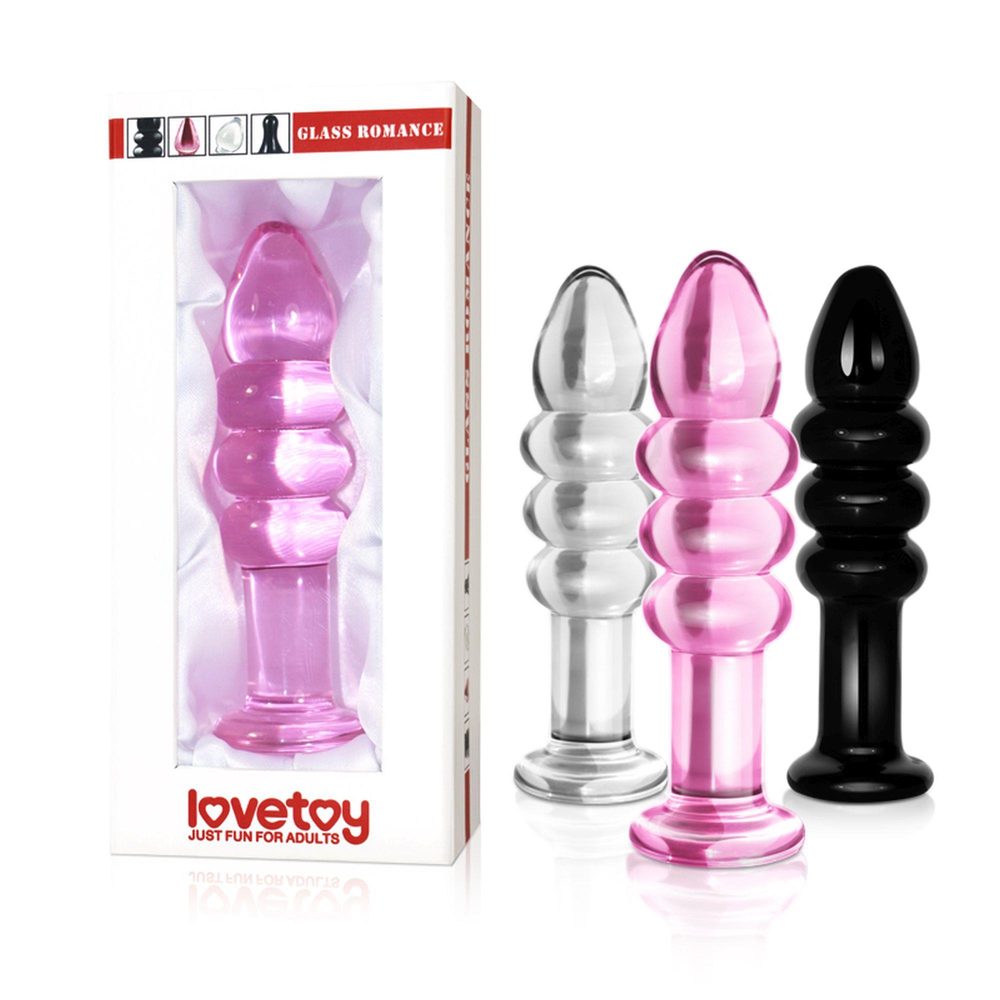 Korek analny szklany Lovetoy Romance czarny 14 cm