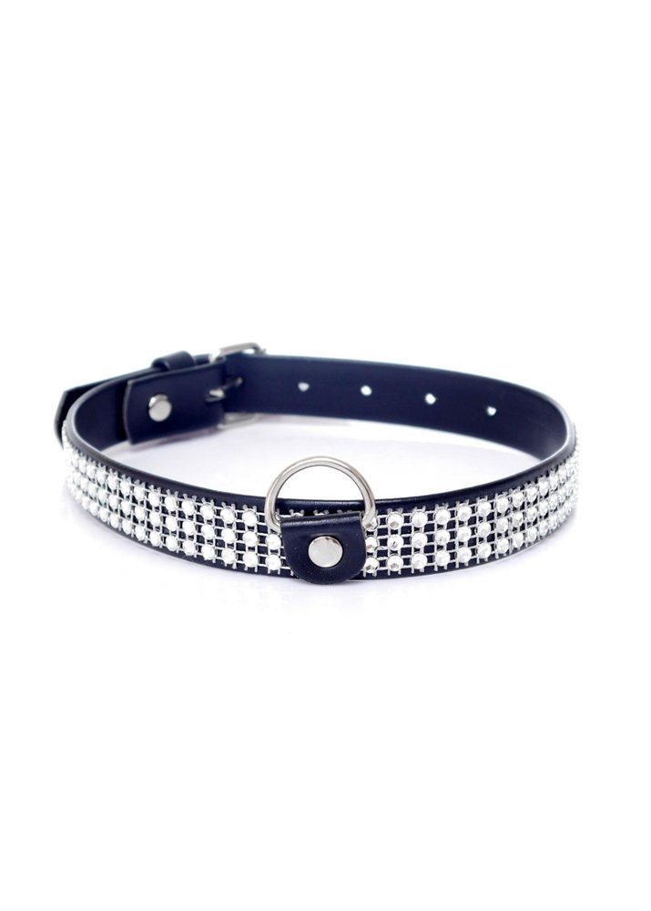 Obroża z kryształkami Fetish B Series srebrna 2 cm