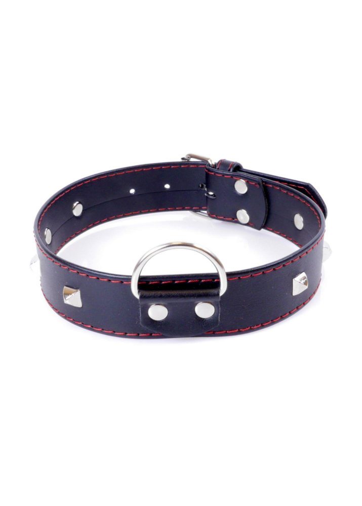Obroża z ćwiekami Fetish B Series czerwona 3 cm regulowana