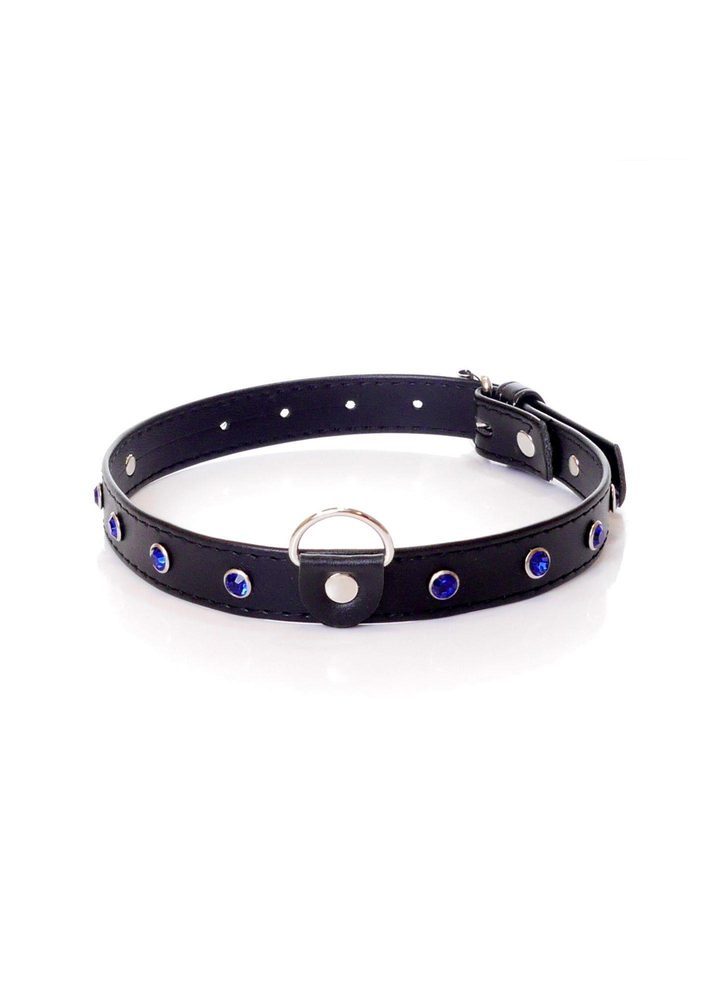 Obroża z kryształkami Fetish B Series granatowa 2 cm