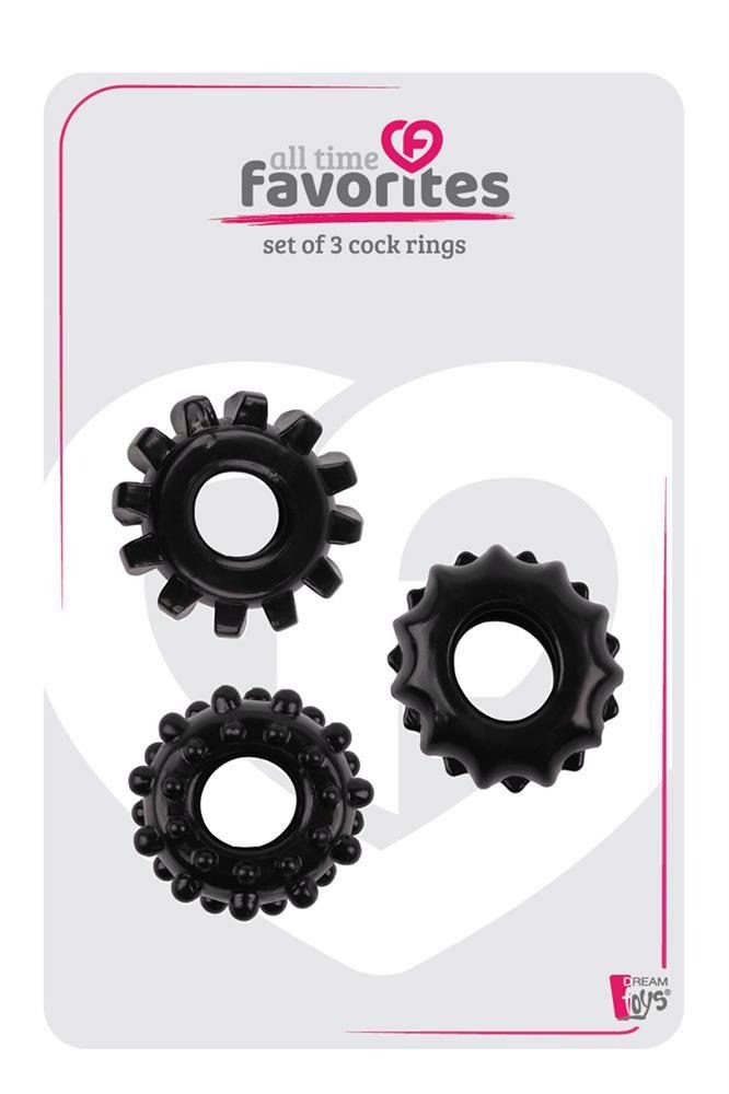 Zestaw 3 pierścieni erekcyjnych All Time Favorites Dream Toys TPE czarny