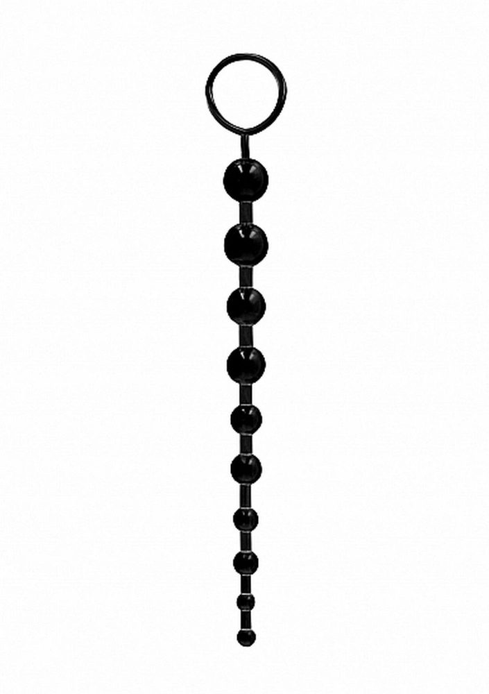 Łańcuszek analny GC z 10 kulkami TPE czarny 25.5 cm