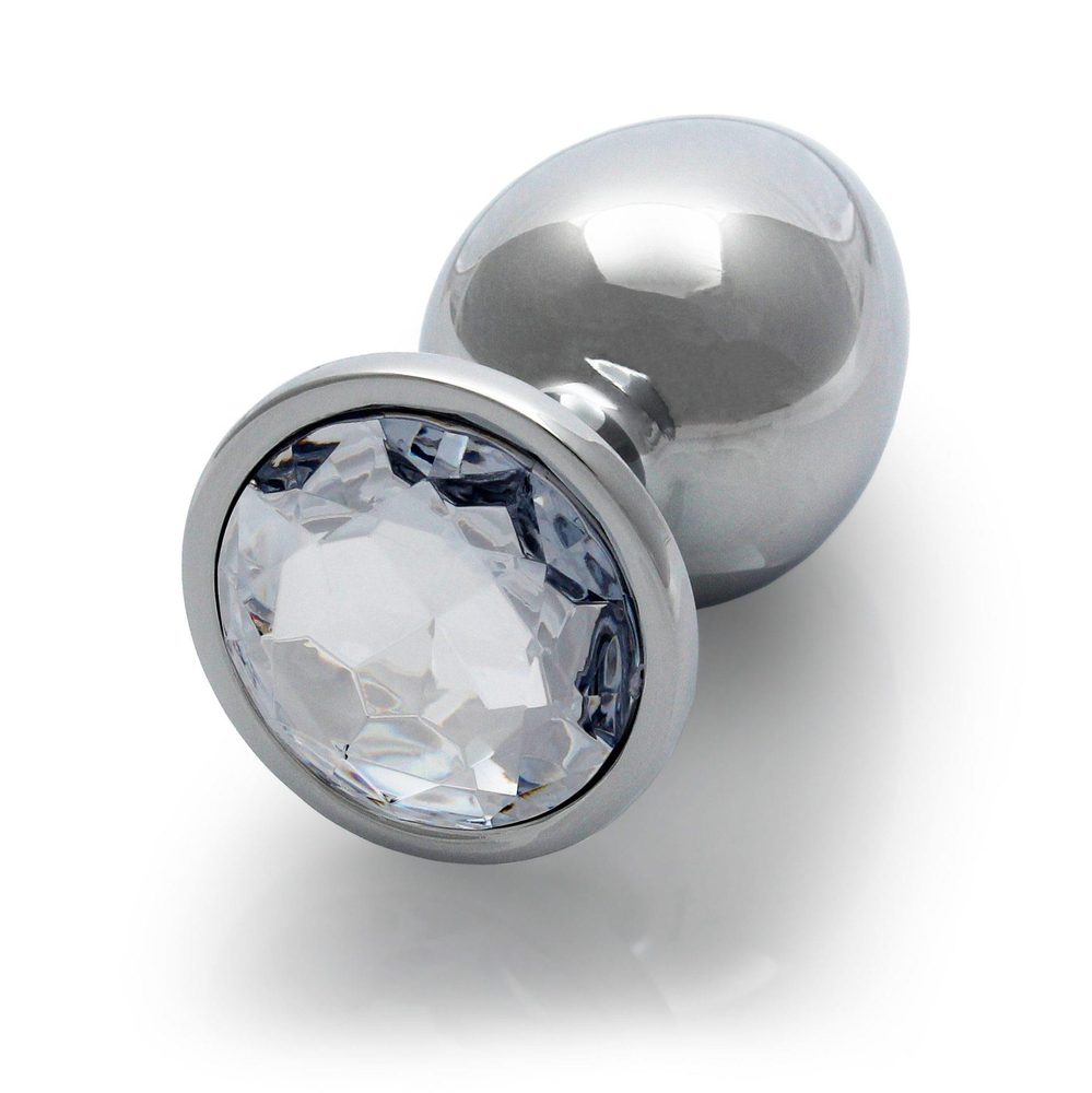 Średni aluminiowy korek analny z klejnotem Ouch! 7 cm