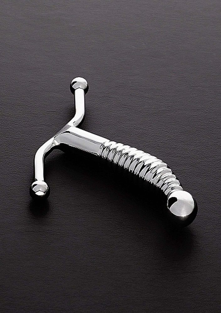 Masażer prostaty prążkowany Steel ze stali nierdzewnej 16 cm