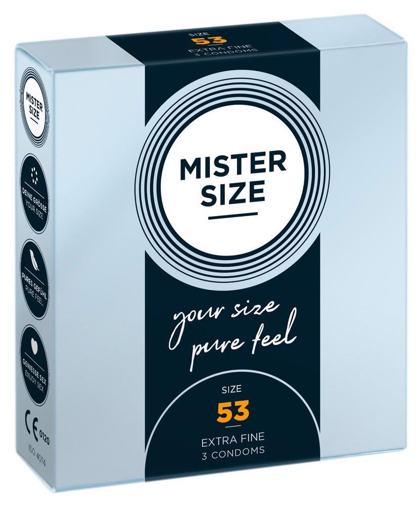 Prezerwatywy cienkie transparentne Mister Size 53 mm wegańskie 3 szt