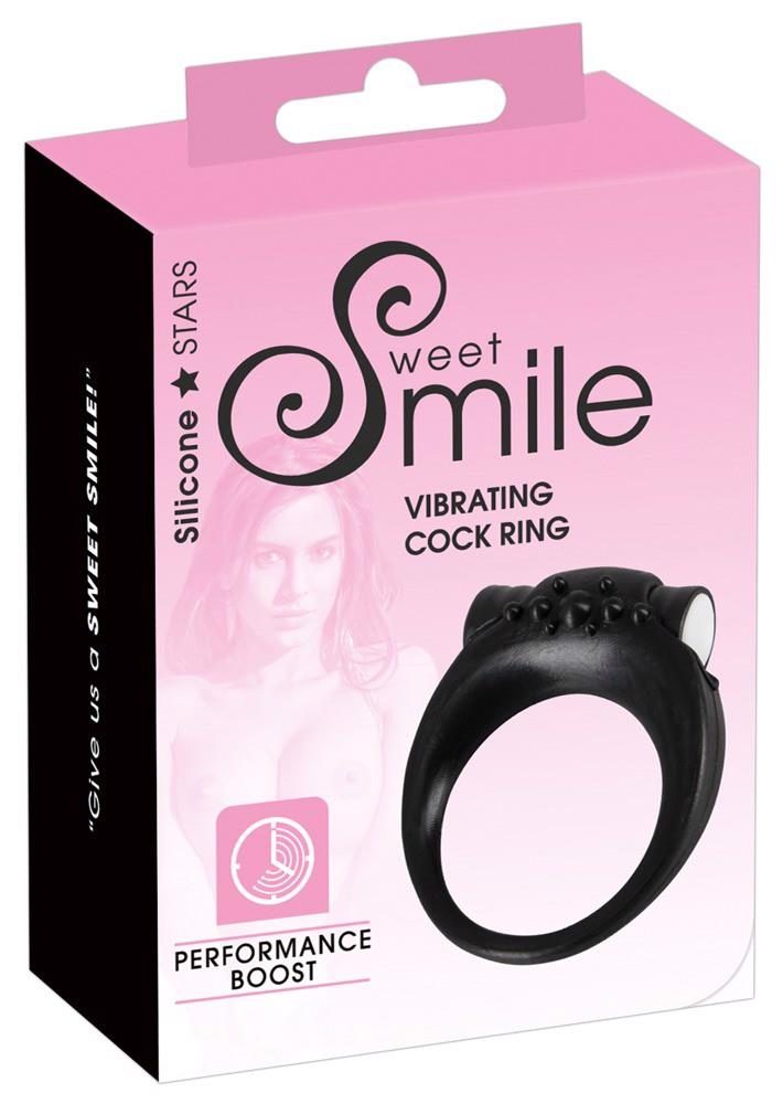 Wibrujący pierścień erekcyjny Sweet Smile silikonowy czarny 3,2 cm