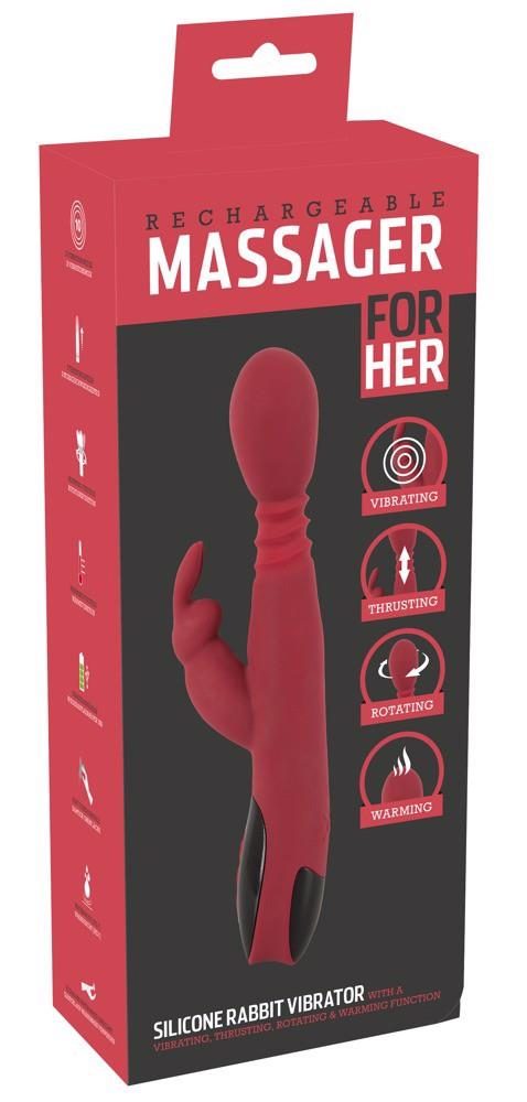 Wibrator króliczek You2Toys silikonowy czerwony rozgrzewający 26,5 cm USB