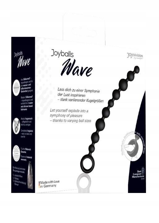 Kulki analne Joyballs Wave długie czarne silikonowe 29 cm