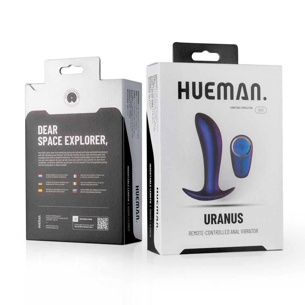 Wibrator analny Hueman Uranus fioletowy z pilotem USB