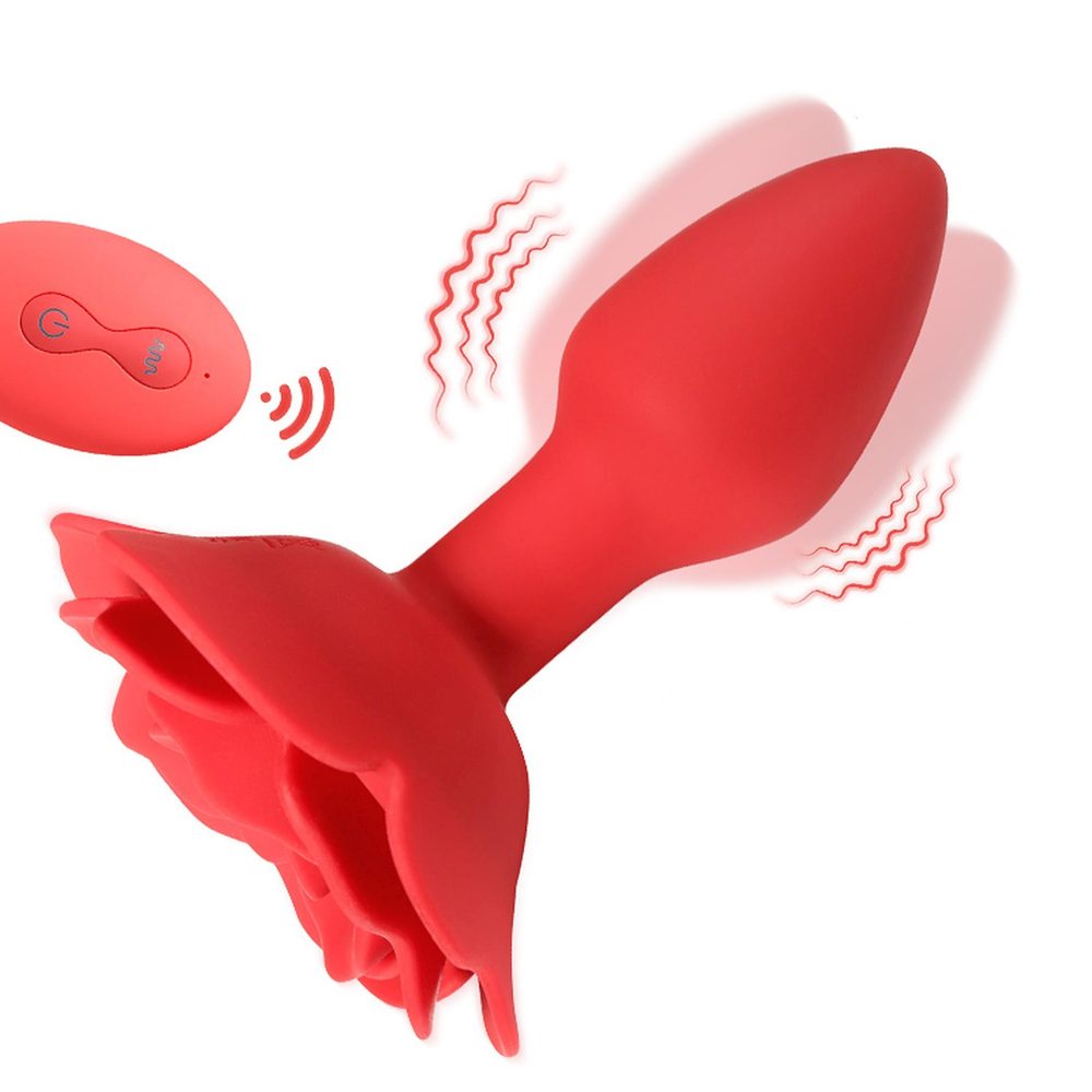 Wibrujący obracający korek analny Róża B Series Cute silikonowy USB