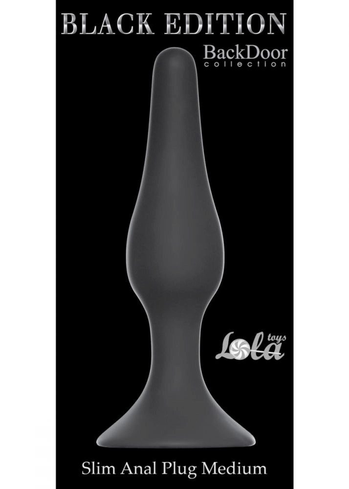 Korek analny silikonowy Slim Medium Lola Toys czarny 11,5 cm