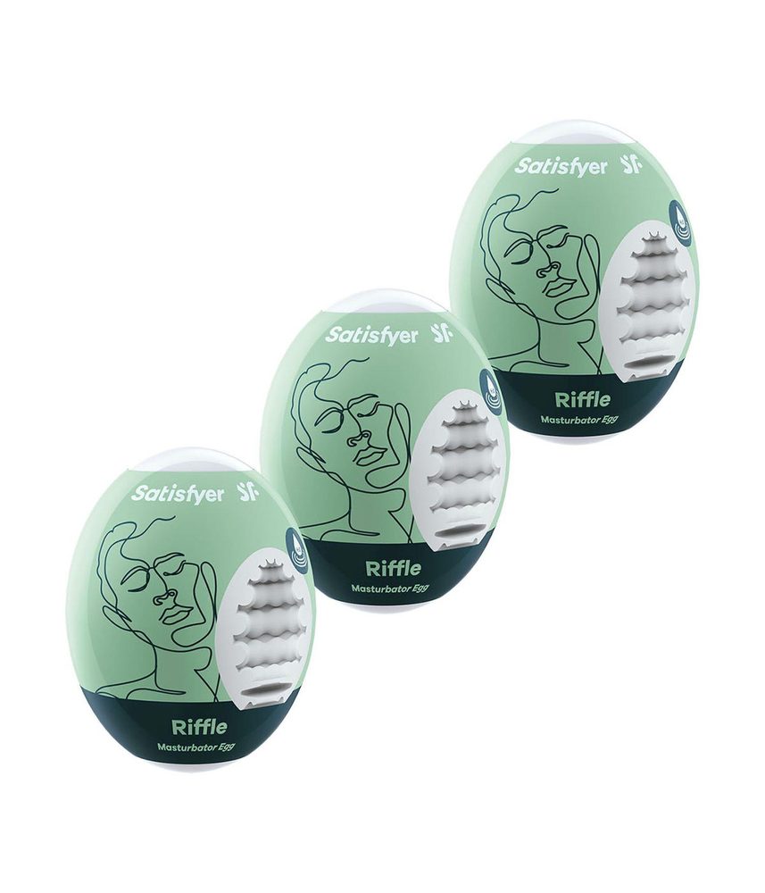 Jajka masturbacyjne Satisfyer Riffle zestaw 3 jasnozielony biały 7 cm