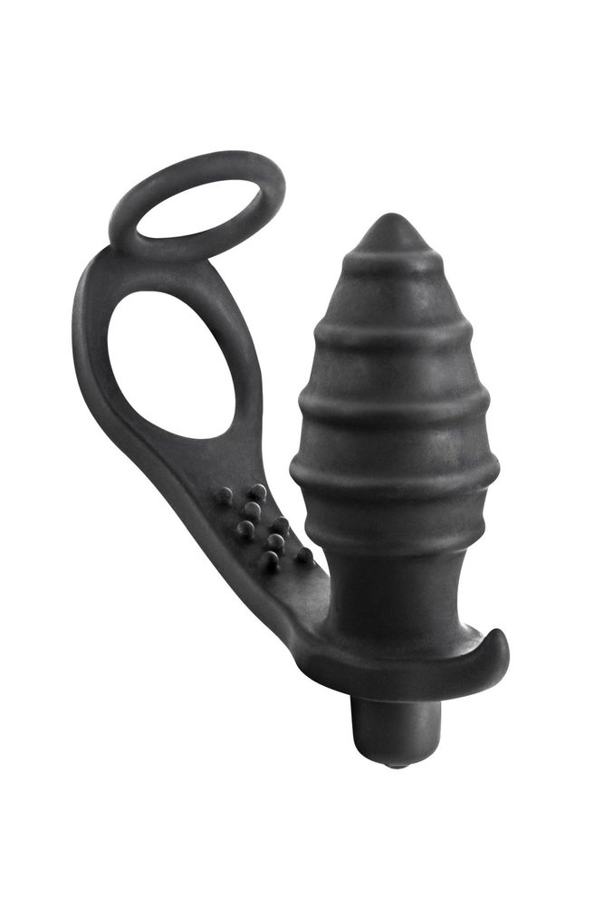 Stymulator prostaty z ringiem i plugiem AP071 czarny