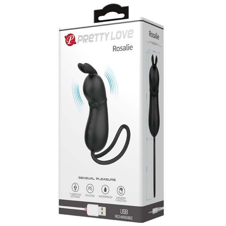 Wibrator króliczek Pretty Love Rosalie czarny silikonowy USB